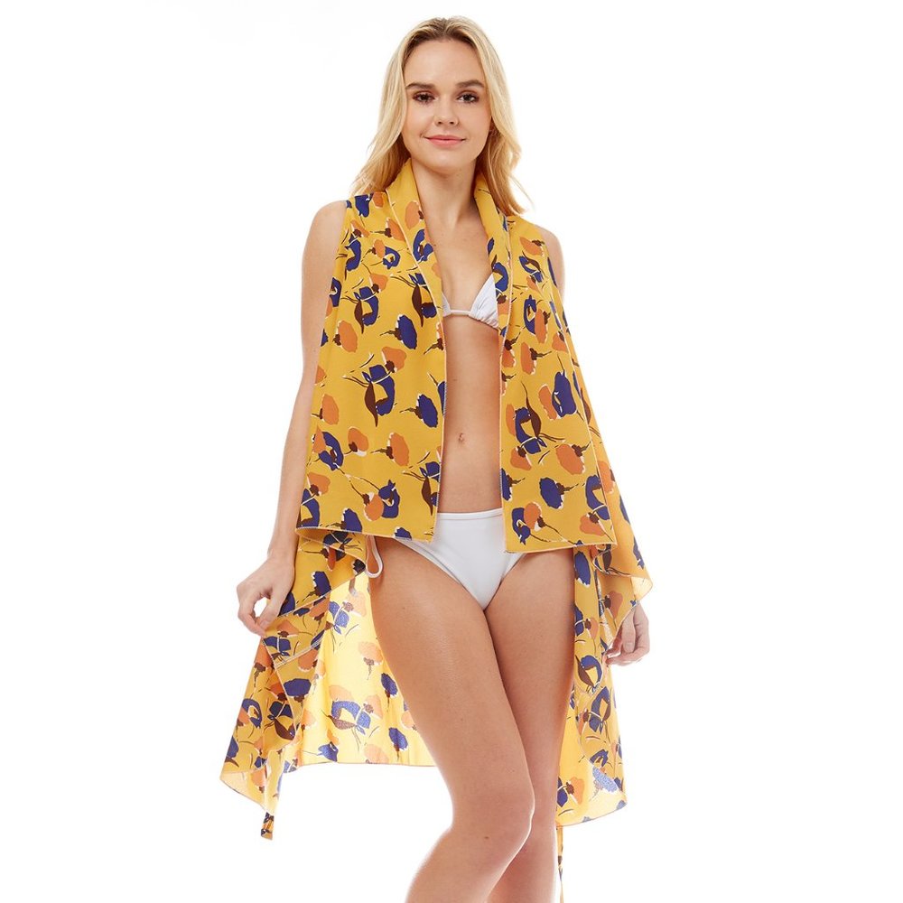 LOF Vibrant Abstract Floral Pattern Beach Cover Up